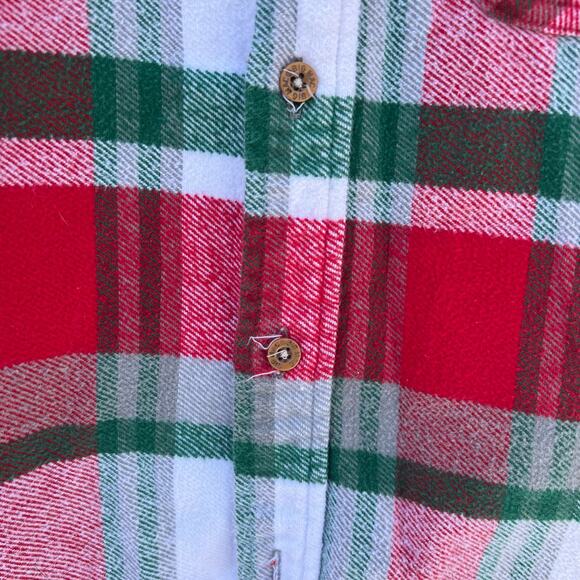 Vintage Big Mac Flannel Red Green Christmas Plaid Button Up Shirt LARGE TALL - Picture 2 of 4